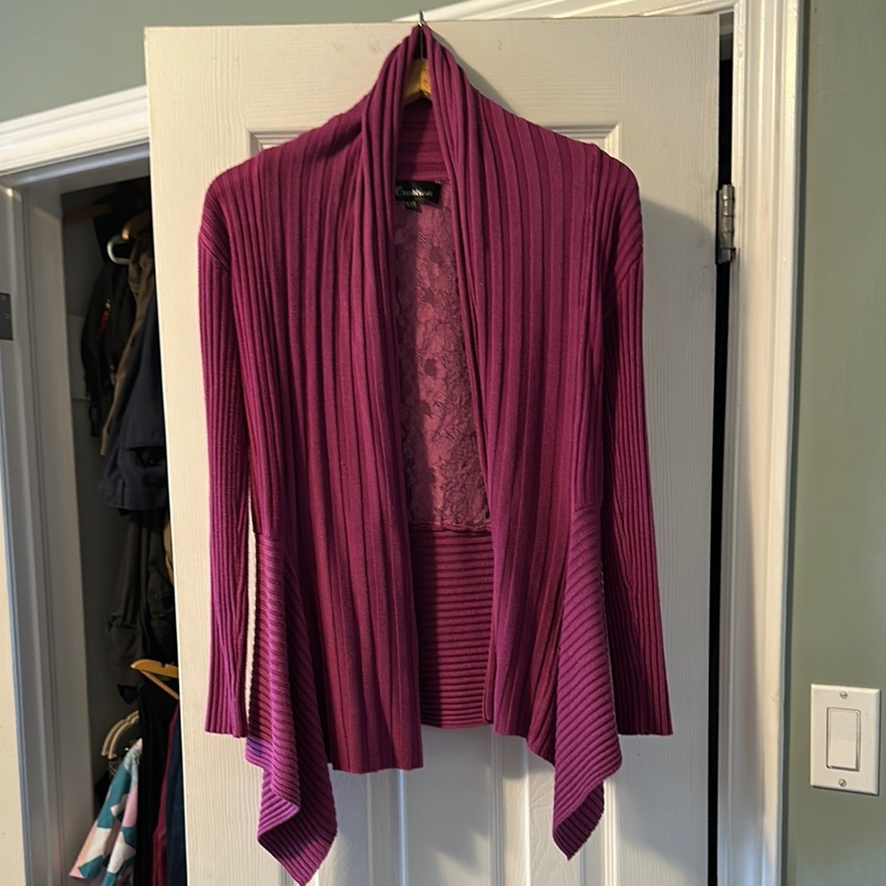 Elegant Purple Cardigan with Shawl Collar